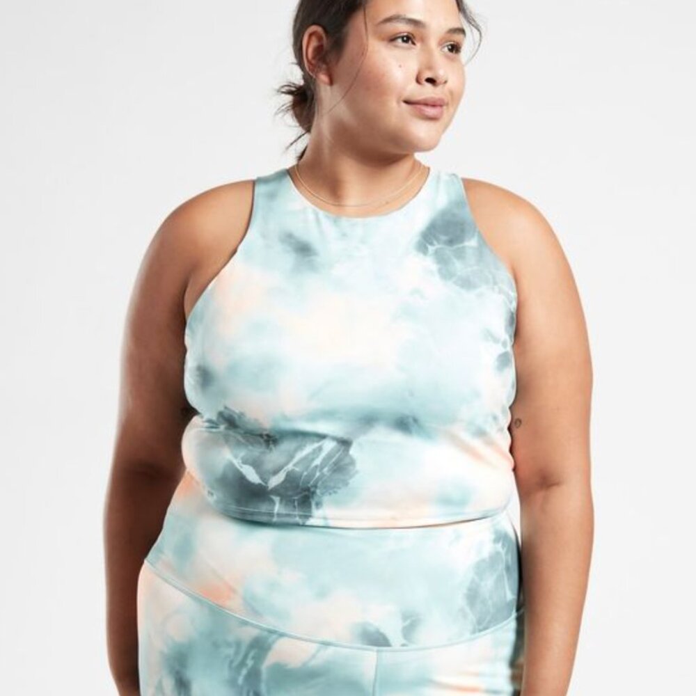 Athleta Set: Elation 7/8 Tight & Conscious Crop Bra in Marine Minimalistic Grey